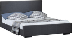 Gray Solid and Manufactured Wood King Upholstered Polyester Blend Bed Frame