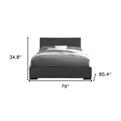 Gray Solid and Manufactured Wood King Upholstered Polyester Blend Bed Frame - Homeroots