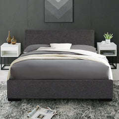 Gray Solid and Manufactured Wood King Upholstered Polyester Blend Bed Frame