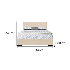 Beige Solid and Manufactured Wood Twin Upholstered Faux Leather Bed Frame
