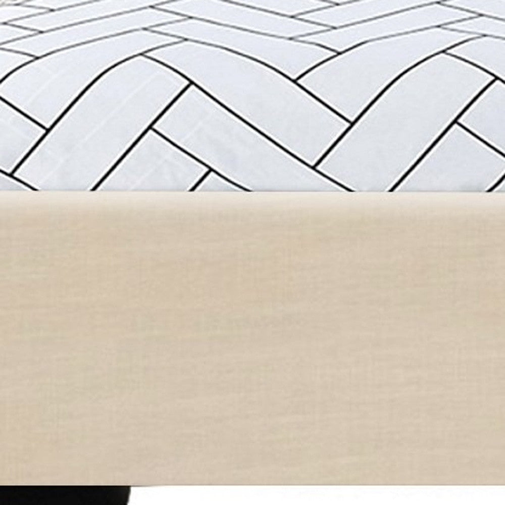 Beige Solid and Manufactured Wood Twin Upholstered Faux Leather Bed Frame