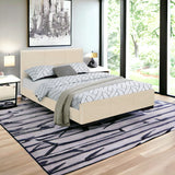 Beige Solid and Manufactured Wood Full Upholstered Faux Leather Bed Frame - Homeroots