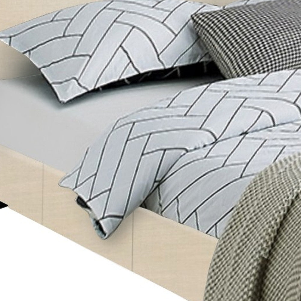 Beige Solid and Manufactured Wood King Upholstered Faux Leather Bed Frame