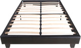 Black Solid and Manufactured Wood Queen Upholstered Faux Leather Bed Frame - Homeroots
