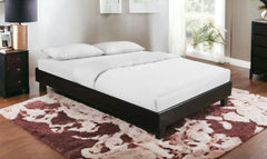 Black Solid and Manufactured Wood King Upholstered Faux Leather Bed Frame