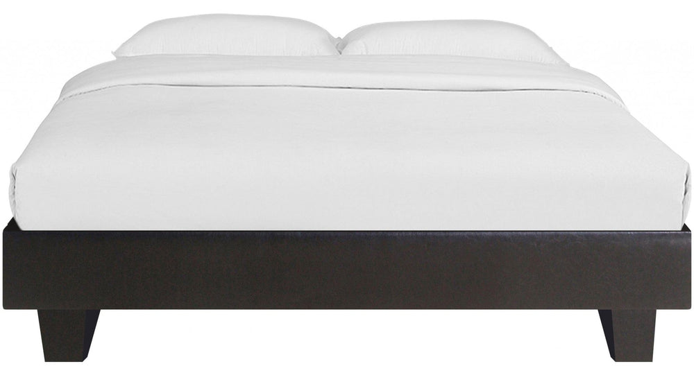 Black Solid and Manufactured Wood King Upholstered Faux Leather Bed Frame - Homeroots