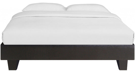 Black Solid and Manufactured Wood King Upholstered Faux Leather Bed Frame - Homeroots