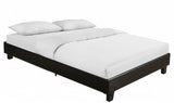 Black Solid and Manufactured Wood King Upholstered Faux Leather Bed Frame - Homeroots