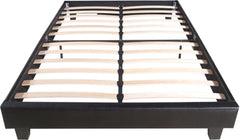 Black Solid and Manufactured Wood King Upholstered Faux Leather Bed Frame - Homeroots