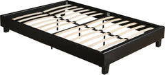 Black Solid and Manufactured Wood King Upholstered Faux Leather Bed Frame