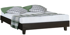 Black Solid and Manufactured Wood King Upholstered Faux Leather Bed Frame - Homeroots