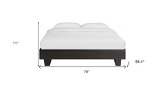 Black Solid and Manufactured Wood King Upholstered Faux Leather Bed Frame
