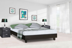 Black Solid and Manufactured Wood King Upholstered Faux Leather Bed Frame