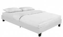 White Solid and Manufactured Wood Queen Upholstered Faux Leather Bed Frame
