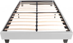 White Solid and Manufactured Wood Queen Upholstered Faux Leather Bed Frame