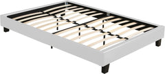 White Solid and Manufactured Wood Queen Upholstered Faux Leather Bed Frame