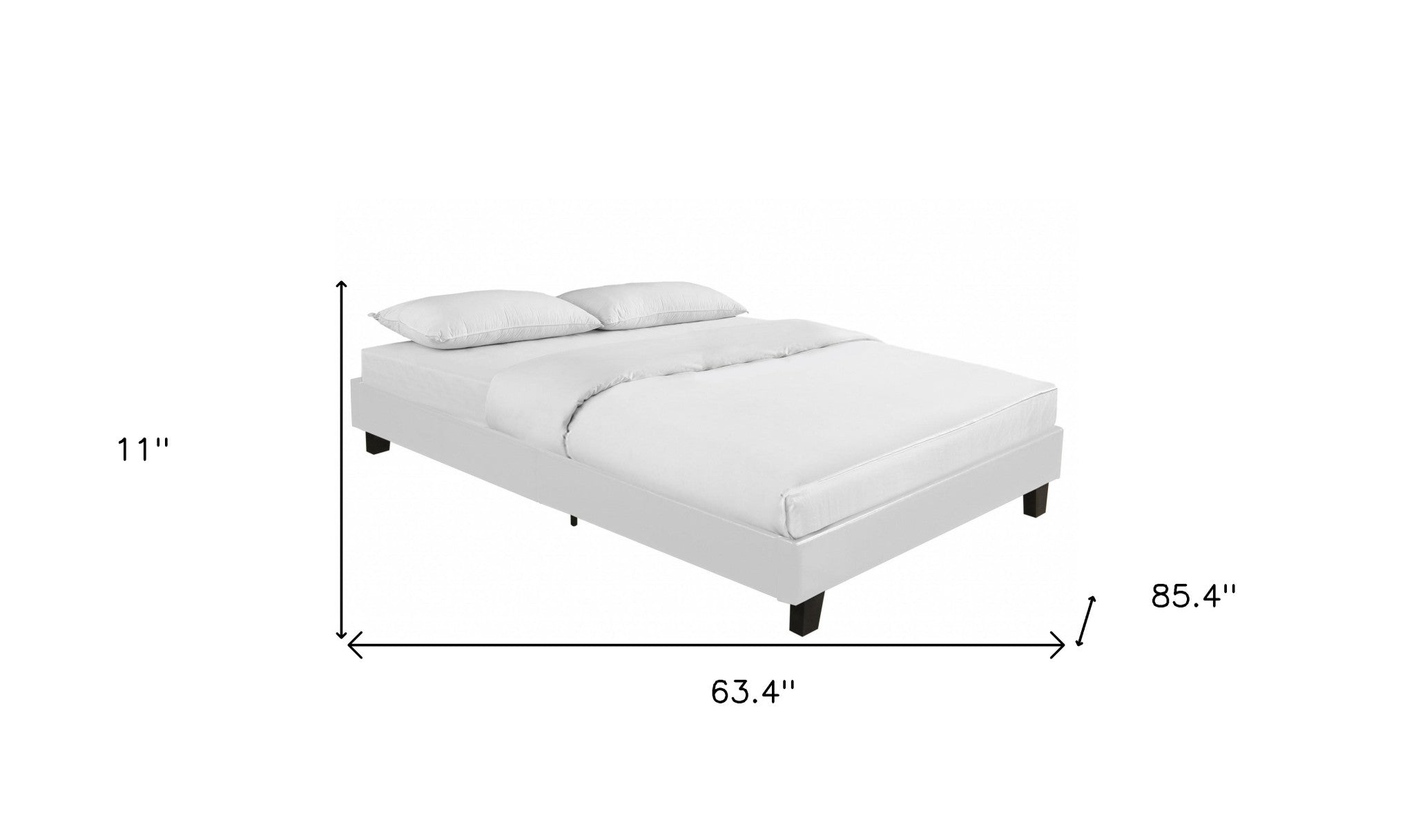 White Solid and Manufactured Wood Queen Upholstered Faux Leather Bed Frame