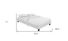 White Solid and Manufactured Wood Queen Upholstered Faux Leather Bed Frame