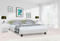 White Solid and Manufactured Wood Queen Upholstered Faux Leather Bed Frame