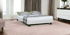 White Solid and Manufactured Wood King Upholstered Faux Leather Bed Frame