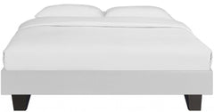 White Solid and Manufactured Wood King Upholstered Faux Leather Bed Frame