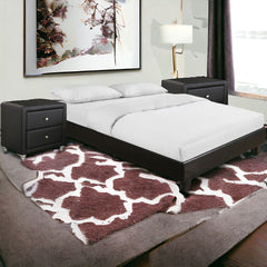 Black Platform Queen Bed with Two Nightstands
