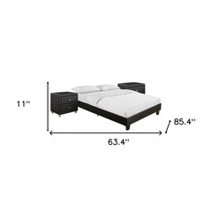 Black Platform Queen Bed with Two Nightstands