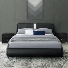 Black Platform King Bed with Two Nightstands