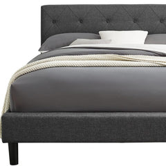 Gray Solid and Manufactured Wood King Tufted Upholstered Polyester Blend Bed Frame - Homeroots