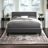 Gray Solid and Manufactured Wood King Tufted Upholstered Polyester Blend Bed Frame - Homeroots