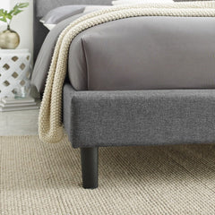 Gray Solid and Manufactured Wood King Tufted Upholstered Polyester Blend Bed Frame - Homeroots