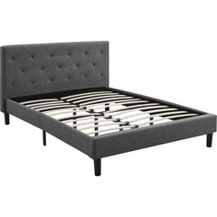 Gray Solid and Manufactured Wood King Tufted Upholstered Polyester Blend Bed Frame - Homeroots