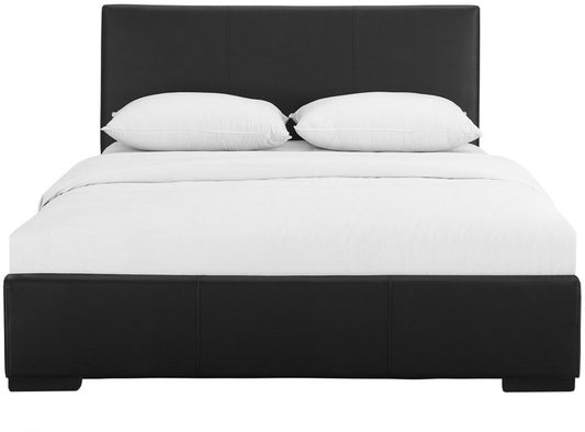 Black Solid and Manufactured Wood King Upholstered Faux Leather Bed Frame