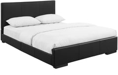 Black Solid and Manufactured Wood King Upholstered Faux Leather Bed Frame
