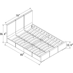 Black Solid and Manufactured Wood King Upholstered Faux Leather Bed Frame