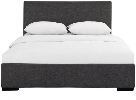 Gray Solid and Manufactured Wood Queen Upholstered Polyester Blend Bed Frame - Homeroots