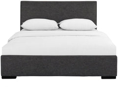 Gray Solid and Manufactured Wood Queen Upholstered Polyester Blend Bed Frame - Homeroots