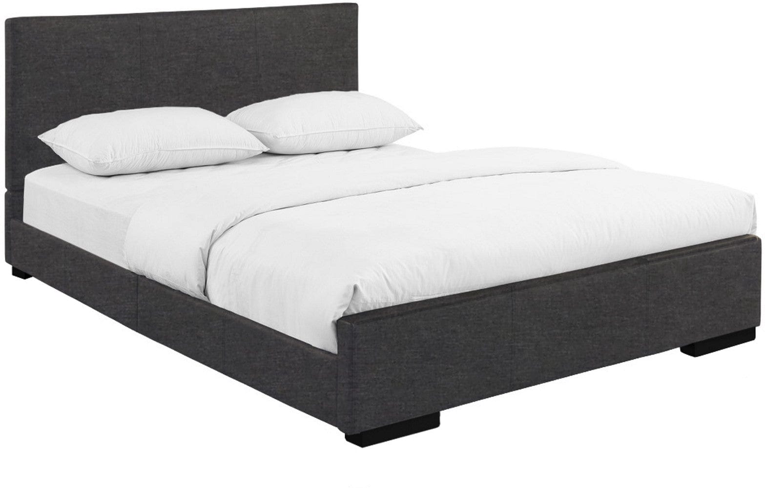 Gray Solid and Manufactured Wood Queen Upholstered Polyester Blend Bed Frame - Homeroots