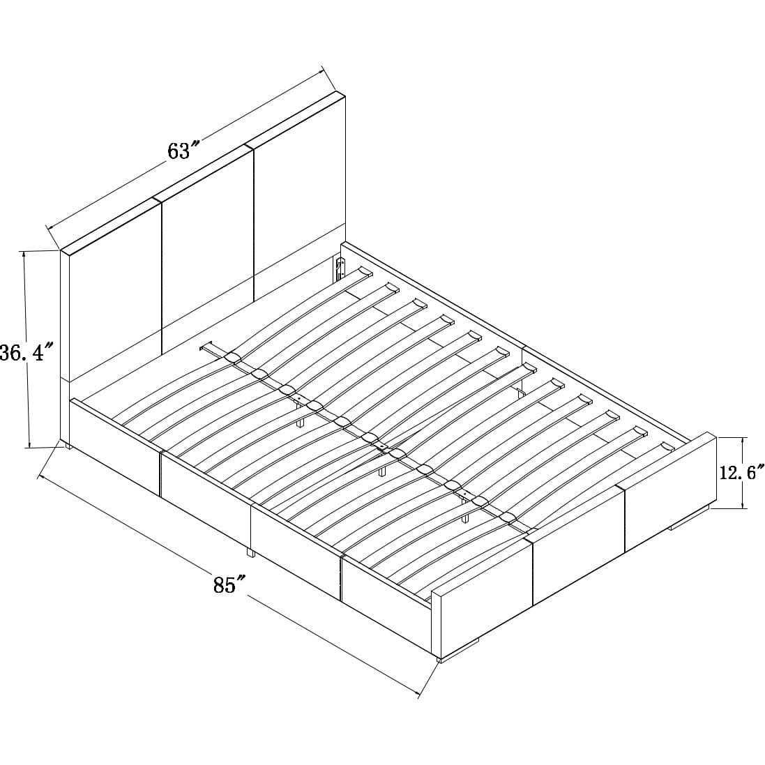 Gray Solid and Manufactured Wood Queen Upholstered Polyester Blend Bed Frame - Homeroots