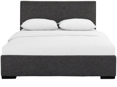 Gray Solid and Manufactured Wood King Upholstered Polyester Blend Bed Frame