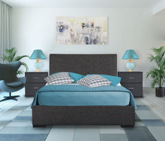 Gray Solid and Manufactured Wood King Upholstered Polyester Blend Bed Frame - Homeroots