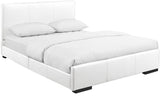 White Solid and Manufactured Wood Queen Upholstered Faux Leather Bed Frame - Homeroots
