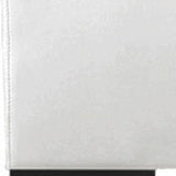 White Solid and Manufactured Wood Queen Upholstered Faux Leather Bed Frame - Homeroots