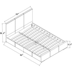 White Solid and Manufactured Wood Queen Upholstered Faux Leather Bed Frame
