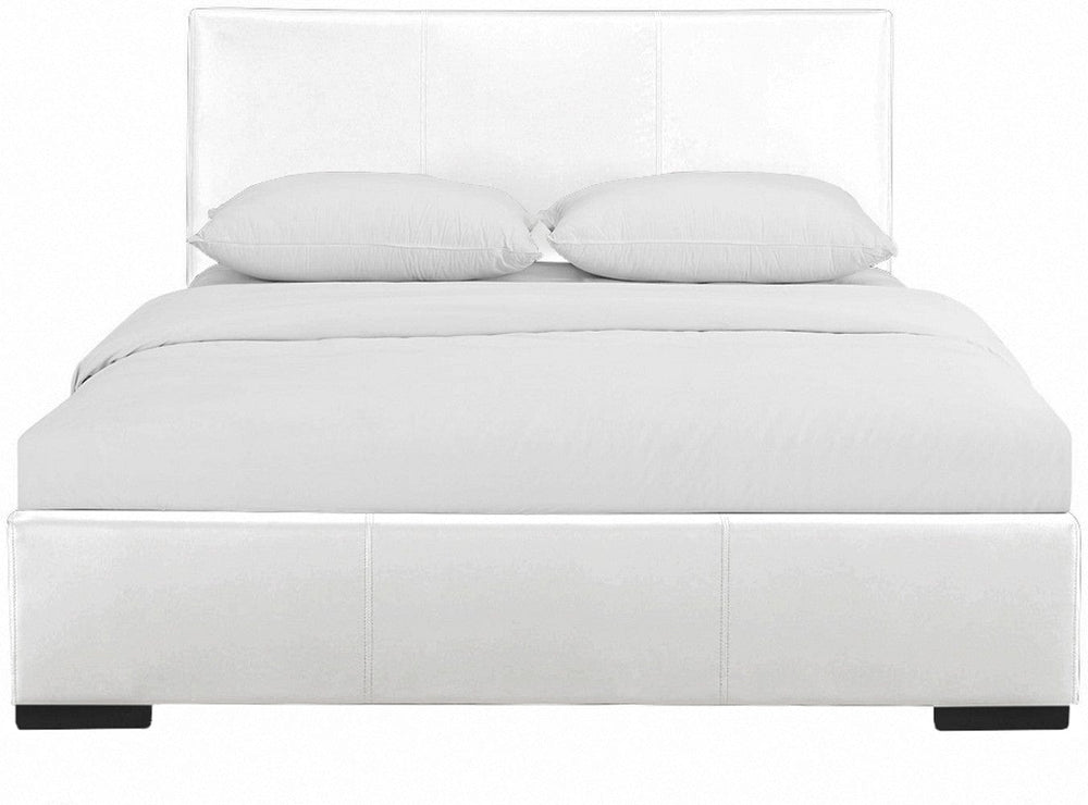 White Solid and Manufactured Wood King Upholstered Faux Leather Bed Frame - Homeroots