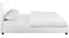 White Solid and Manufactured Wood King Upholstered Faux Leather Bed Frame