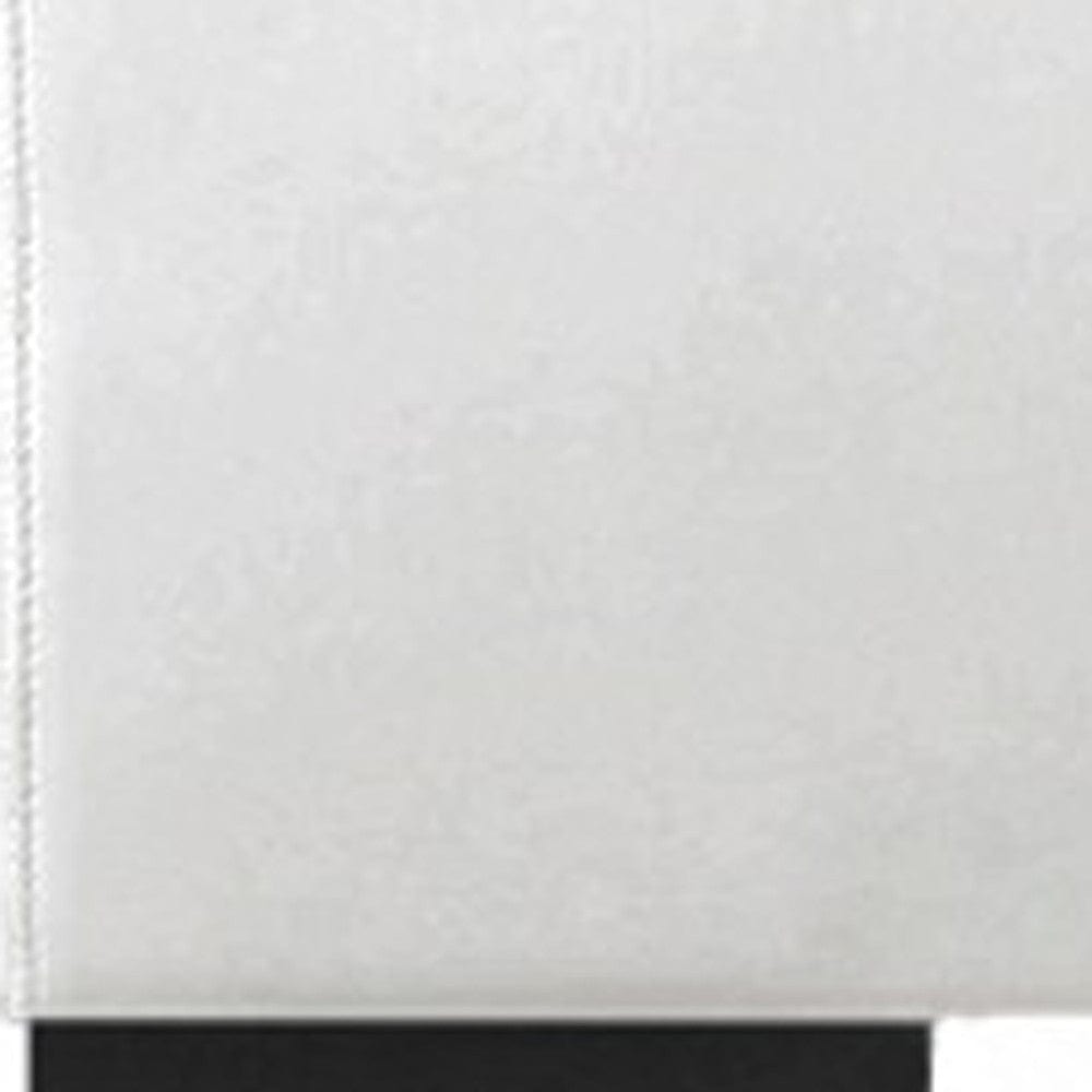 White Solid and Manufactured Wood King Upholstered Faux Leather Bed Frame