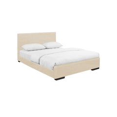 Beige Solid and Manufactured Wood Twin Upholstered Faux Leather Bed Frame