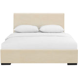 Beige Solid and Manufactured Wood Full Upholstered Faux Leather Bed Frame