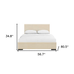 Beige Solid and Manufactured Wood Full Upholstered Faux Leather Bed Frame